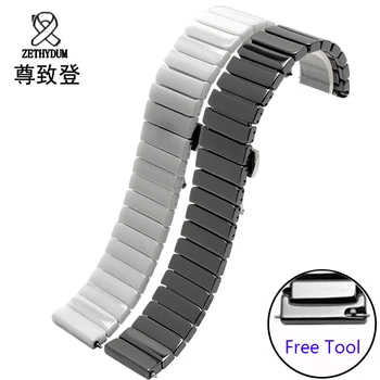 Pre Samsung výstroj S2 Klasické čierne biele keramické náramok kvality watchband 20 mm motýľ spona