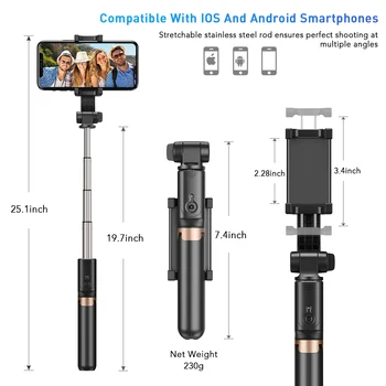 APEXEL 4 v 1 selfie stick kamerou smartphone stabilizátor Live podpora Otáčanie 360 Live vlog ručné vrecko Na Telefón DSLR Gopro