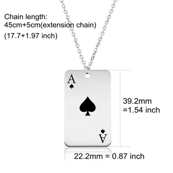 Rýľ, Hrá Karty Prívesok Náhrdelník z Nehrdzavejúcej Ocele Rytie Poker Punk Náhrdelníky Ženy Muži Módne Šperky 10 ks/Veľa