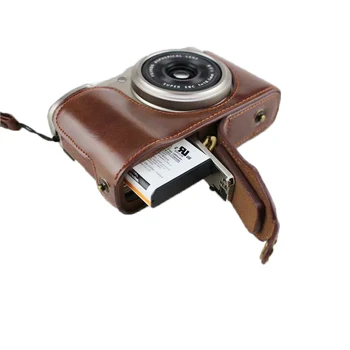 Nový Luxusný PU Kožené Fotoaparát prípade Taška Pre FUjifilm XF10 X-F10 Fotoaparátu Kryt, Farba hnedá S Popruh Otvorenie Batérie