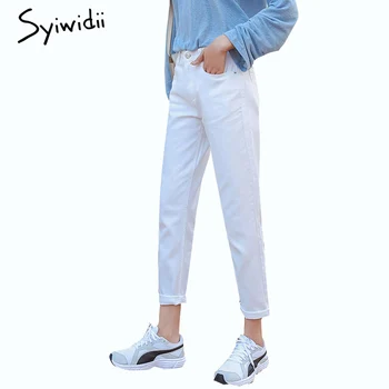Syiwidii Bavlna biele džínsy žena vysoký pás chudá džínsy žena plus veľkosť mama džínsy black 2020 jar nové béžová modrá hot predaj