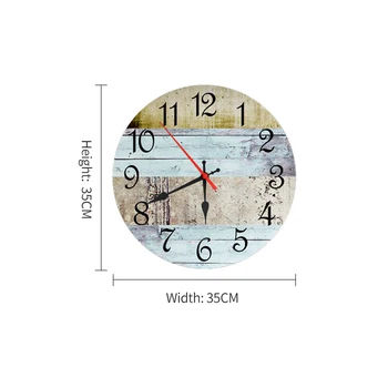 MEISD Dekoratívne Nástenné Hodinky Drevené Farebné Výtlačky Rustikálny Horloge Quartz Tichý Mechanizmus pre hodiny Kola Dizajn 35 CM Doprava Zdarma