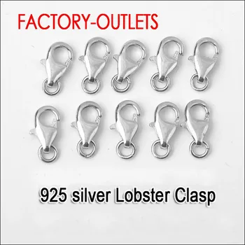 925 Sterling Silver Rýchle dodanie 10pcs Lobster Spona S Otvorením Skok Krúžok Charms Zistenia Veľkých Podpora