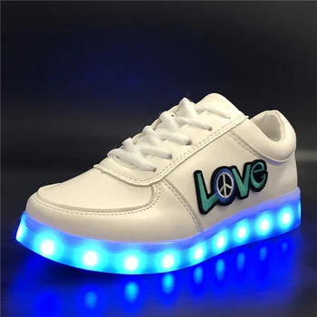 7ipupas EUR 30-44 Lásky USB deti Svetla Tenisky žiariace tenisky pre dievčatá, ženy, chlapcov, mužov Farebné LED svetlá Deti Topánky