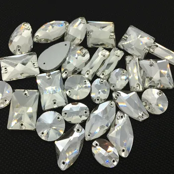 Náhodne Zmiešané Tvary Šiť na Kamienkami Crystal Clear Farba Šitie Sklo Krištáľové Šperky Korálky Flatback Šiť Na Kamene