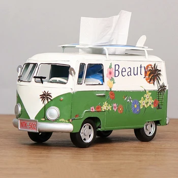 Retro Auto Tkaniva Boxy Multicolor Kvet Autobus Model Usporiadanie Boxov Dekoratívne Obrúsok Držiteľ Domov Dekoratívne Tkaniva Papierovej Krabici