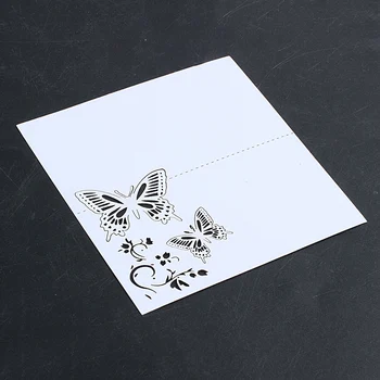 60x Motýľ Kvet Mieste Tabuľky Čísla Hosťa Sedenie Názov Karty pre Svadobné Party Dekorácie (Biela)