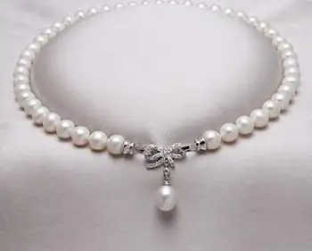 9-10 mm south sea prírodná biela perlový náhrdelník 18