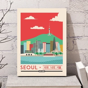 Vytlačí Plátno Soule, Južná Kórea Skyline Cestovné Múr Umenia Maľby Modulárny Obrázok Domáce Dekorácie Plagát Obývacia Izba Č Rámec