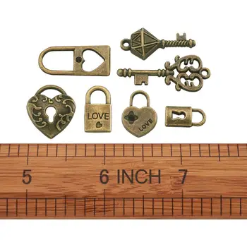 48pcs Tibetský Štýl Key Lock Lásky Kúzlo Antické Bronzové Vintage Zliatiny Prívesky Diy Náušnice Náhrdelník Šperky valentín Dary