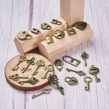 48pcs Tibetský Štýl Key Lock Lásky Kúzlo Antické Bronzové Vintage Zliatiny Prívesky Diy Náušnice Náhrdelník Šperky valentín Dary