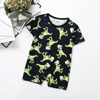 Bavlna Baby Girl Romper Letné Krátke Rukávy Cartoon Zvierat Jumpsuit Batoľa Cute Boutique Oblečenie Dinosaura tlač Detské Oblečenie