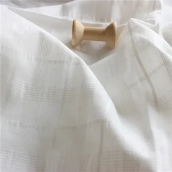 Biele plátno, čistej bavlny žakárové tkaniny, vidiek, malé čerstvé dámske tričko, sukňu textílie, detské textílie