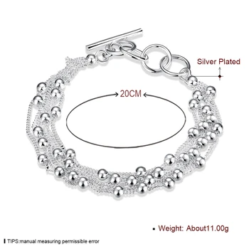 DOTEFFIL 925 Sterling Silver Hladká Korálky Multi-Reťaz Náramok Pre Ženy Čaro Svadby, Zasnúbenie Fashion Party Šperky