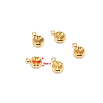 20pcs Nehrdzavejúcej Ocele 6 mm Birthstone Konektor zobrazili kľúčové tlačidlá Základne Zlatý Prívesok Zásobník pre DIY Šperky Dodávky