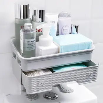 Kúpeľňa Šampón, Sprchový Gél Kozmetika Úložný Kôš S 2 Háčiky 2 Vrstvy Zásuvky Typu Wc Úložný Stojan Organizátor