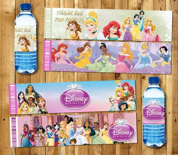 Princezná Snehulienka Morská Víla Jasmine Fľaša Vody Štítky Stick Obaly Baby Sprcha Narodeninovej Party Dekorácie Deti Dodávky