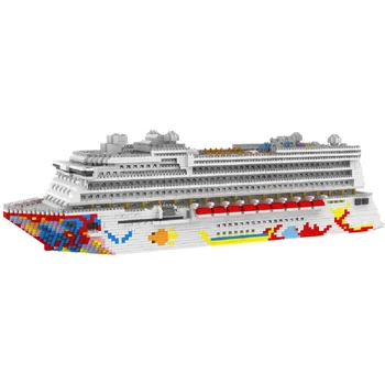 4950pcs 7800 Luxusná Výletná loď Loď Veľký Biely Čln DIY Diamond Mini Budovy Micro Tehlové Bloky Zostavené Hračka pre Deti Darček