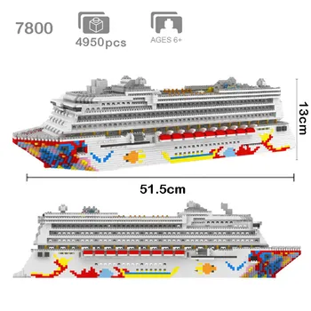 4950pcs 7800 Luxusná Výletná loď Loď Veľký Biely Čln DIY Diamond Mini Budovy Micro Tehlové Bloky Zostavené Hračka pre Deti Darček