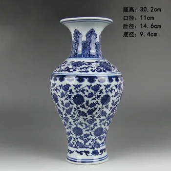 Jingdezhen keramická váza, modrá a biela porcelánová