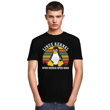 Vintage Linux Open Source Otvorenú Myseľ T Shirt Mužov Bavlna Penguin Programátor Programovanie, Kódovanie, Kóder Tee Topy Bežné Tričko Darček