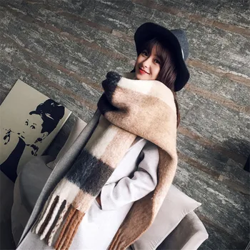 2019 Nové módne cashmere ženy kockovaný šál zime teplá šatka bandana pashmina dlhý strapec femme foulard hrubú deku scarfs