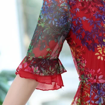 Veľká veľkosť Módne Letné Ženy Čipky krátky rukáv T-Shirt Bežné v strednom veku žena kvetinový top Voľné Flóry Tlačené