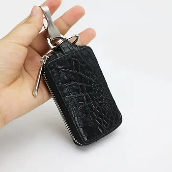 Luxusné originálne krokodílej kože auto kľúča držiteľa exotické kože kľúča vozidla prípade mužov tlačidlo peňaženky držiteľa prispôsobené služby