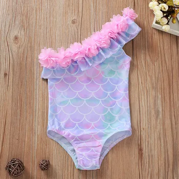2020 Deti Letné Plavky pre Dievča Plavky Ružová Melón Tlač Kombinézu Kvet Backless plavky plážové oblečenie