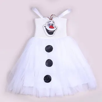 VOGUEON Dievčatá Háčkovanie Tutu Šaty Dieťa Popruhy Snehuliak Olaf Princess Party Oblečenie Detí Halloween Narodeniny Biele Šaty 2-8T