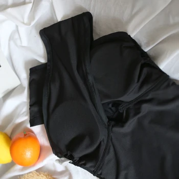 2019 Čierne Sexy Kríž S Uväzovaním Za Ženy Plavky Jednodielne Plavky Pevné Slim Monokiny Kombinézu Plavky Plážové Oblečenie Plávať
