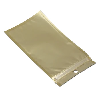 10 cm*18 cm Zlatá / Clear Samostatne Tesnenie Zips Plastové Retail Balenie Pack Taška Zip Lock Skladovanie Taška Maloobchodných Balíkov S Zavesiť Diera