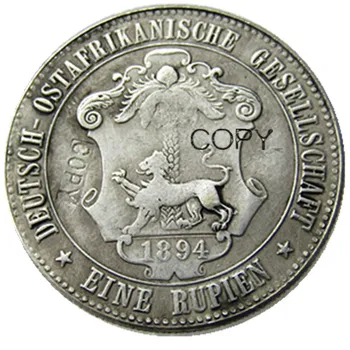 Súbor (1891-1902)5 ks nemeckej Východnej Afrike 1 Rupie Mince Guilelmus II Imperator Strieborné Pozlátené Kópiu mince