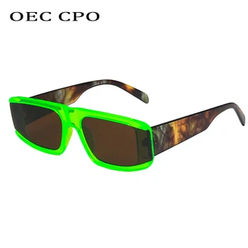 OEC CPO Móda Punku Obdĺžnik slnečné Okuliare Ženy Vintage Námestie slnečné Okuliare Mužov Retro Červená Zelená Steampunk Okuliare Odtiene UV400