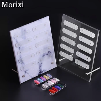 Morixi nail art displej pásky s držiteľa 10/24 pozíciu mramoru akryl verzia prachotesný falošné nechty ukazujú nástroje MZ253