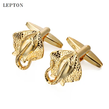 Lepton Diabla ryby manžetové gombíky pre Pánske Gold & Čierno-Striebornej farbe Novinkou Zvierat manžetové 3D Medi ryby Cufflink gemelos
