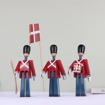 Nordic dánska Vojak Drevené Dekorácie Kreatívne Domáce Detí Modelu Dom Dekorácie Bábkové Dekorácie, Ručne vyrábané Masívneho Dreva