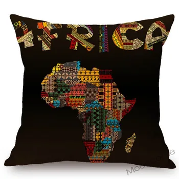 Afrika Mapa Geometrics Domov Dekoratívne Gauč Hodiť Vankúš Nordic Bavlnená posteľná Bielizeň Afriky Vzor Vankúš Prípade 45x45cm