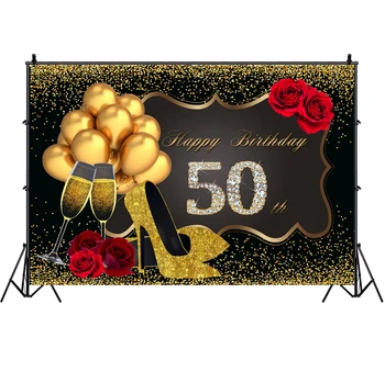 50. Foto Pozadie Lady Happy Birthday Party Rose Gold Vlastnú Fotografiu na Pozadí Balón Studio Prop Dekorácie Banner