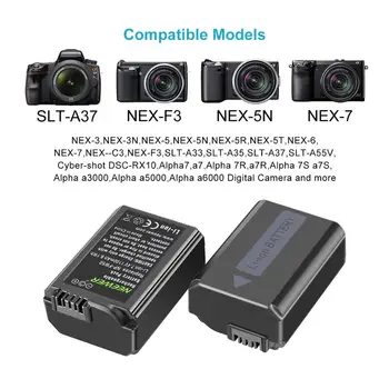 Neewer NP-FW50 Kamery, Nabíjačky Batérií, Súbor S akumulátorom Prípade Vhodná Pre Sony (2-Pack, Micro USB Port, 1100mAh)