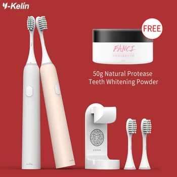 Y-Kelin Elektrická zubná Kefka s 2 sensiflex Sonic Nabíjateľná pre dospelých traky elektrické ortodontická kefka