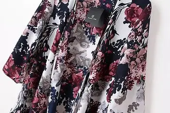 Ženy Bežné Kimono Dámy Cardigan 2019 Lete Šifón Kimono Voľné Kvetinový vytlačené BlouseTops