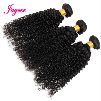 Jaycee Kinky Afro Kučeravé Vlasy 1/ 3 / 4 zväzky riešenie Surové Indické Vlasy Zväzky Ľudské Vlasy Väzbe Rozšírenie Prirodzené Farby 100G Remy