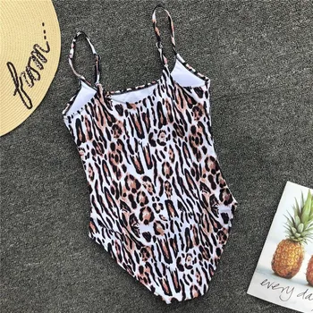Brazílske Bikini Leopard Tlač Plavky 2018 Push Up One-piece Vyhovuje Vysokej Nohe Monokiny Žena Sexy Kombinézu Letné Kúpanie Oblek