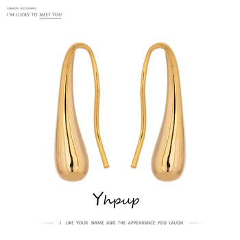 Yhpup Temperament Meď 16 K Zlaté Stud Náušnice Vyhlásenie Kúzlo Kovové Minimalistický Náušnice pre ženu Office Šperky Darček 2020