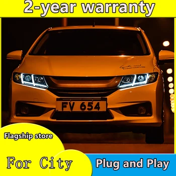 Auto Styling Pre Honda City-2016 LED Reflektor pre Mesto čelová Lampa LED Denných prevádzkových Svetlo LED DRL Bi-Xenónové HID