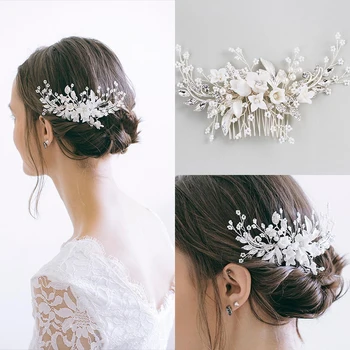 Móda Striebornej Farbe Pearl Vlasy Ručne Vyrábané Šperky Crystal Vlasy Hrebeňom Svadobné Svadobné Doplnky, Luxusné Vlasové Ozdoby Ženy Strany