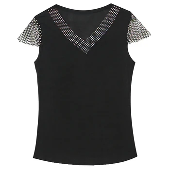 Letné Európskej Oblečenie T-shirt Módy Sexy tvaru Lesklé Diamanty Ženy Topy Ropa Mujer Krátky Rukáv Elastické Tees 2020 T03020