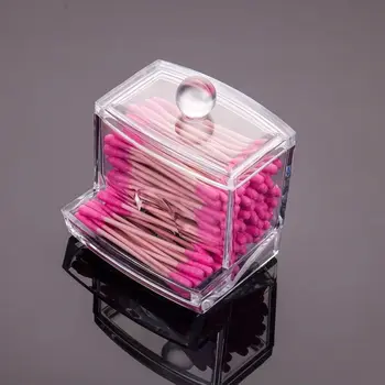 Kreatívne Priehľadný Akrylový Skladovanie Držiteľa Box Priehľadný Vata Stick Kozmetické Make-Up Organizátor Prípade Vysokej Kvality