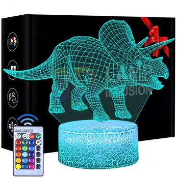 3D Dinosaura Série 16Colors LED Tabuľka Stolná Lampa Diaľkové Ovládanie Domáce Dekorácie LED Noc Teplé Svetlo pre Deti Vianočný Darček